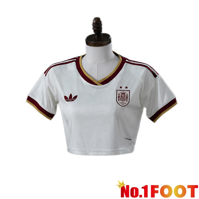 2 Stars Equipe de Spain Court Women Away Soccer Jersey White 2026/2027