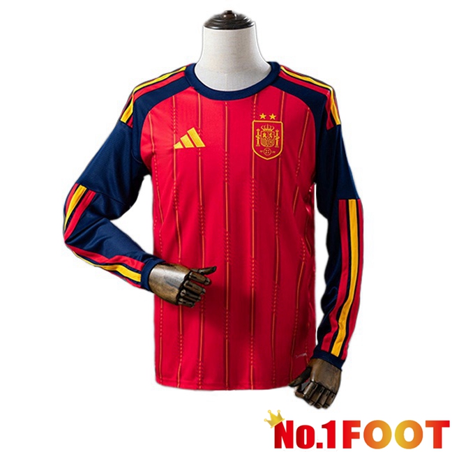 2 Stars Spain Home Soccer Jersey Long sleeve Red 2026/2027
