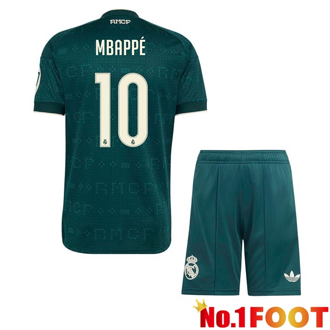 Real Madrid (Mbappé 10) Kids Away Soccer Jersey Green 2026/2027