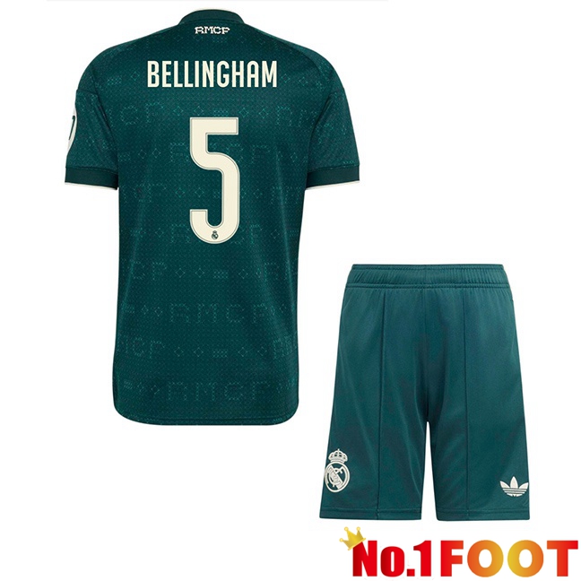 Real Madrid (Bellingham 5) Kids Away Soccer Jersey Green 2026/2027