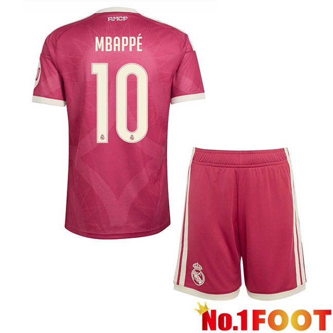 Real Madrid (Mbappé 10) Kids Third Soccer Jersey Pink 2026/2027