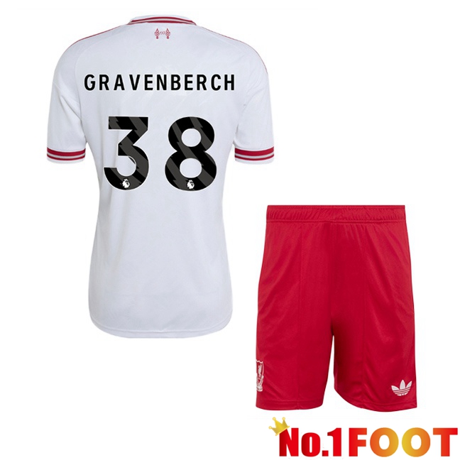 FC Liverpool (GRAVENBERCH 38) Kids Away Soccer Jersey White 2026/2027