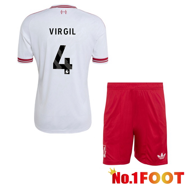 FC Liverpool (VIRGIL 4) Kids Away Soccer Jersey White 2026/2027