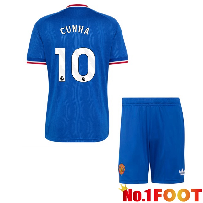 Manchester United (CUNHA 10) Kids Away Soccer Jersey Blue 2026/2027