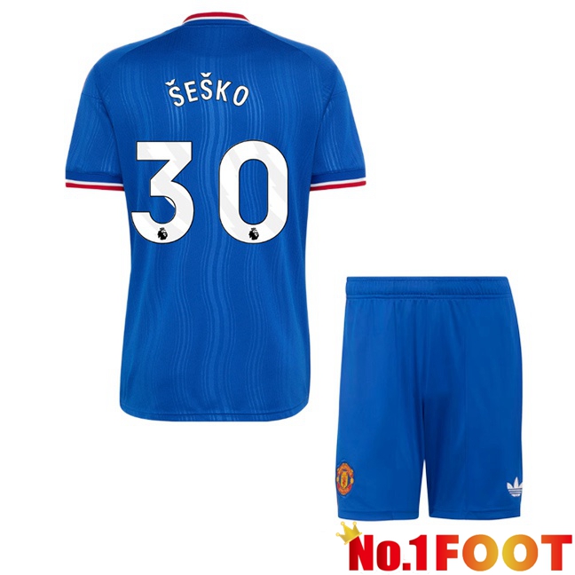 Manchester United (ŠEŠKO 30) Kids Away Soccer Jersey Blue 2026/2027