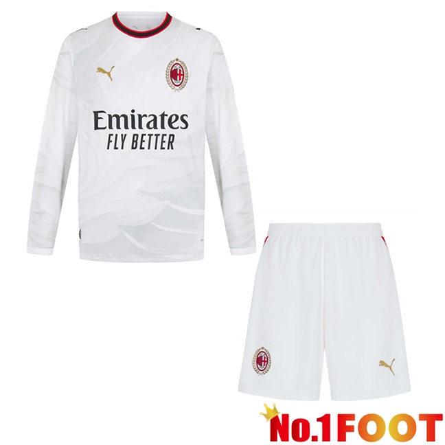 AC Milan Kids Away Soccer Jersey Long sleeve White 2026/2027