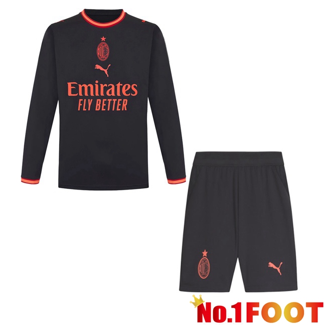 AC Milan Kids Third Soccer Jersey Long sleeve Black 2026/2027