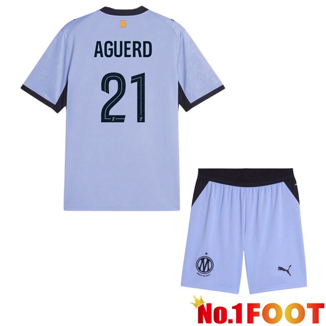 Marseille OM (Aguerd 21) Kids Third Soccer Jersey Purple 2026/2027
