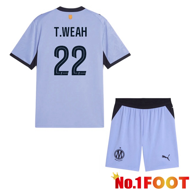 Marseille OM (T.Weah 22) Kids Third Soccer Jersey Purple 2026/2027