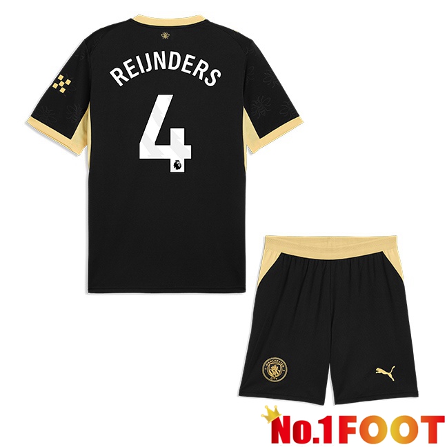 Manchester City (Tijjani Reijnders 4) Kids Away Soccer Jersey Black 2026/2027