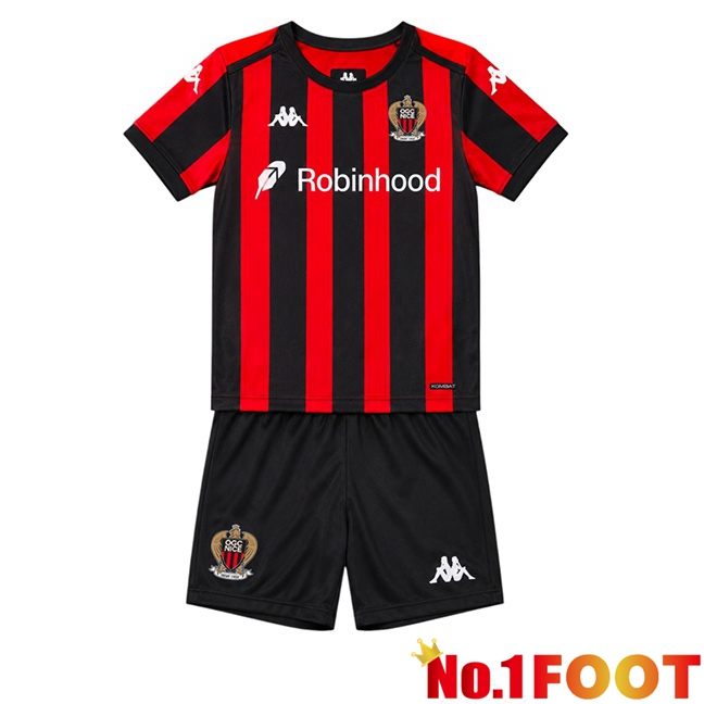OGC Nice Kids Home Soccer Jersey Red Black 2026/2027