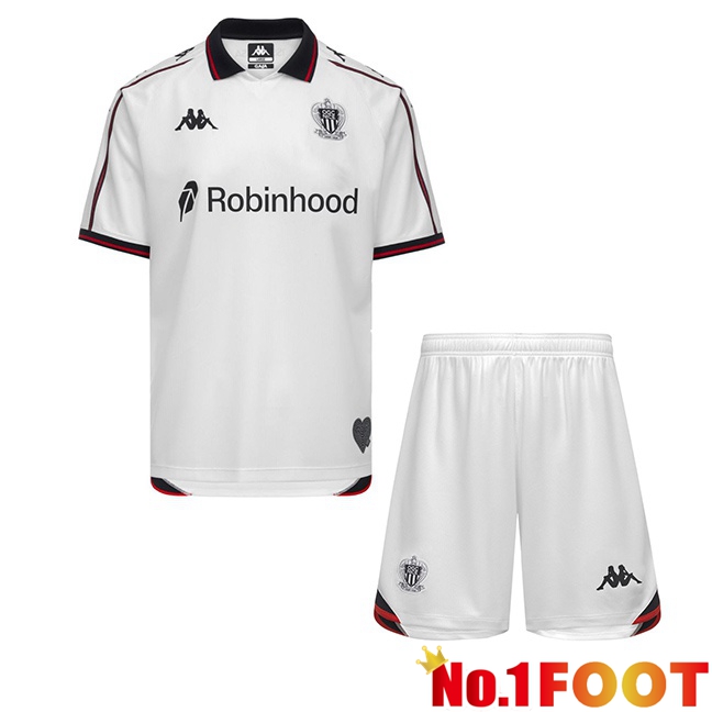 OGC Nice Kids Away Soccer Jersey White 2026/2027