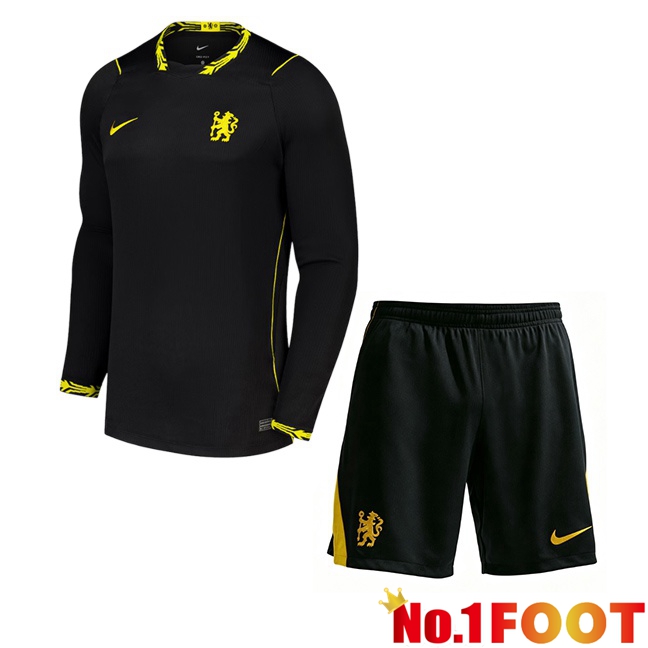 FC Chelsea Kids Away Soccer Jersey Long sleeve Black 2026/2027