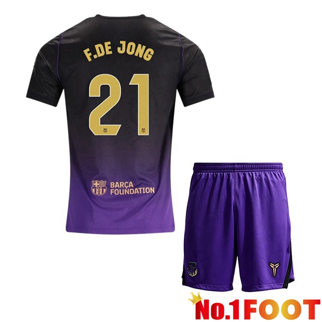 FC Barcelona (F. DE JONG 21) Kids Away Soccer Jersey Purple Black 2026/2027