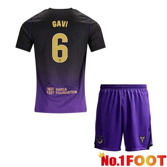 FC Barcelona (Gavi 6) Kids Away Soccer Jersey Purple Black 2026/2027