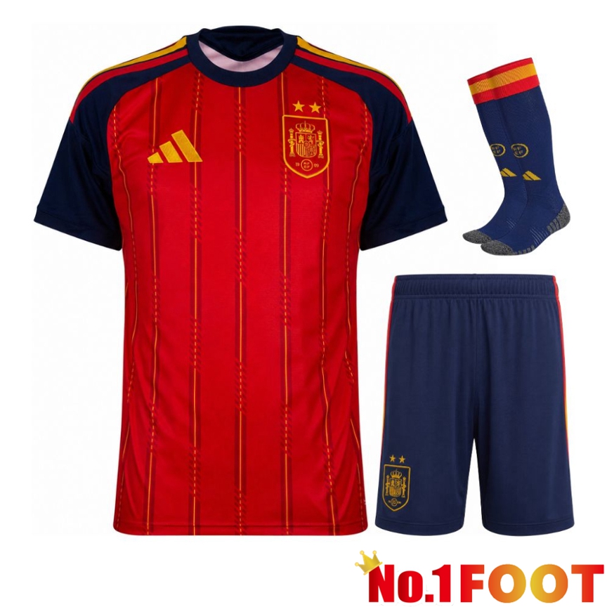 Spain 2 Stars Home kit Soccer Jersey (Shorts + Socks) Soccer World Cup 2026