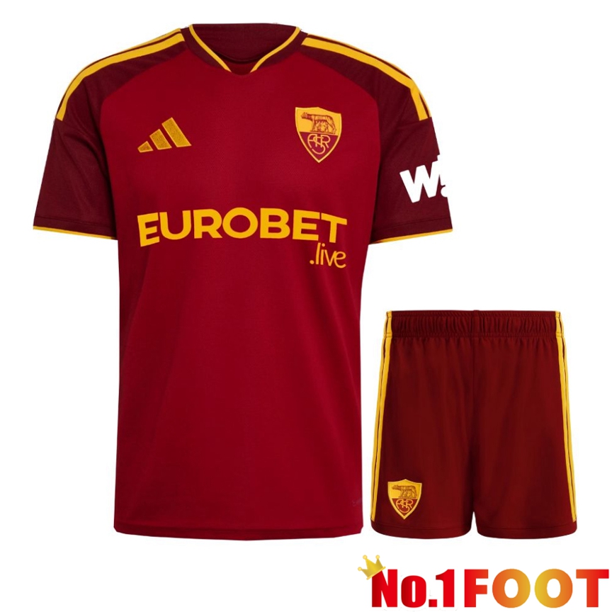 AS Rome Home kit Soccer Jersey + Shorts 2026/2027