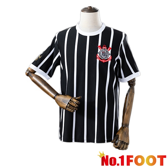 Corinthians Retro Away Soccer Jersey Black White 1981