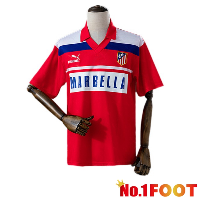 Atletico Madrid Retro Away Soccer Jersey Red 1990-1993