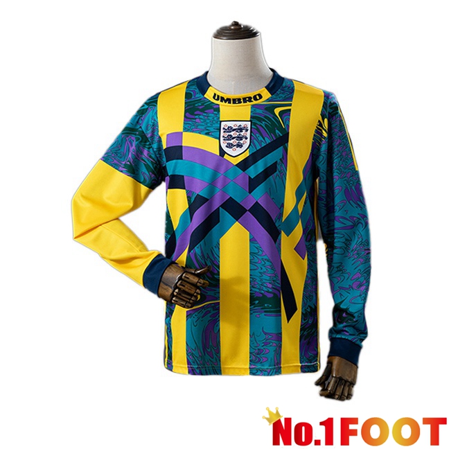 England Retro Goalkeeper Soccer Jersey Long sleeve Blue Yellow 1996