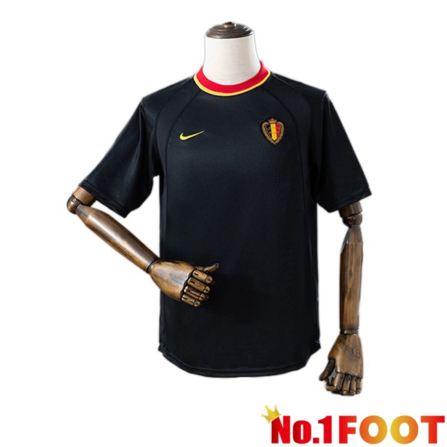 Belgium Retro Away Soccer Jersey Black 2000