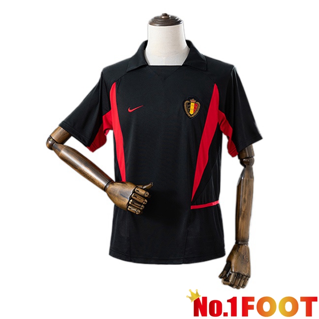 Belgium Retro Away Soccer Jersey Black 2002