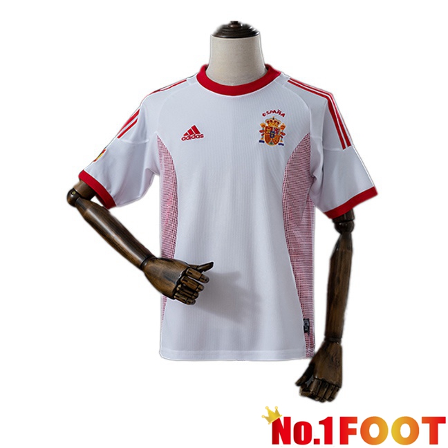 Spain Retro Away Soccer Jersey White 2002