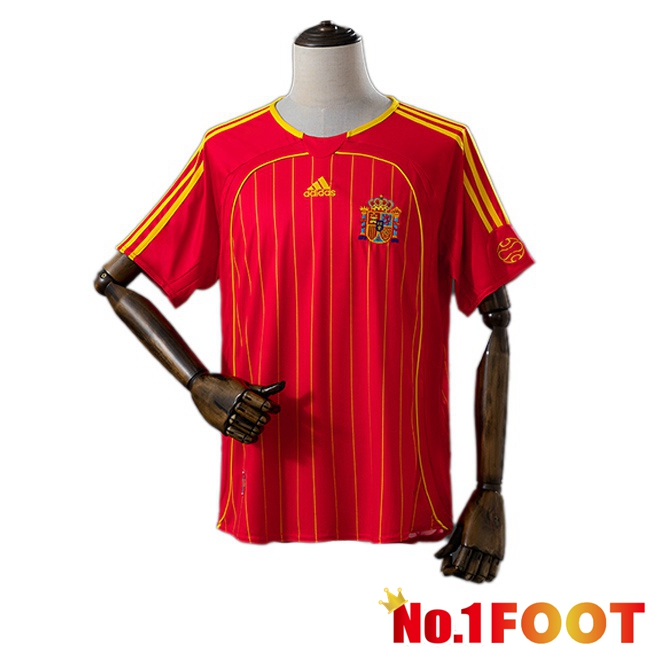 Spain Retro Home Soccer Jersey Red 2006