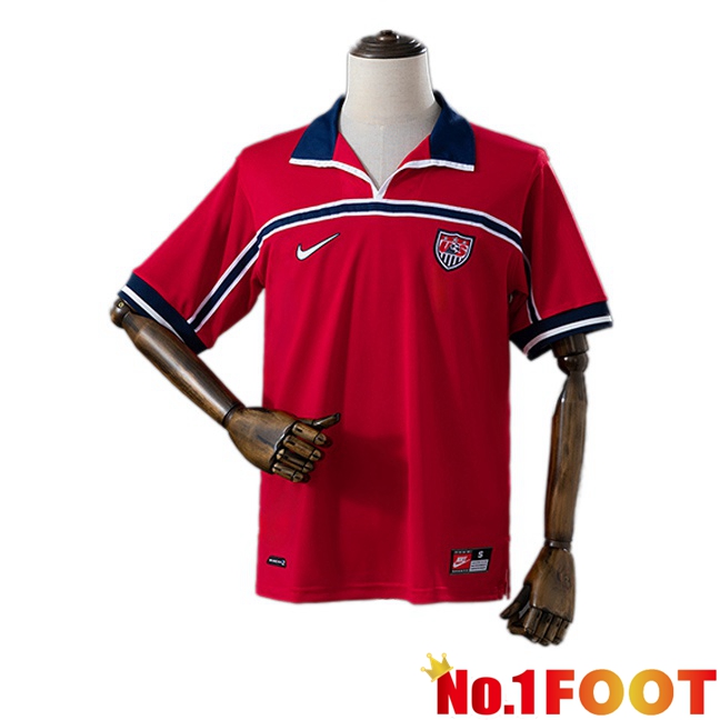 United States Retro Away Soccer Jersey Red 1998