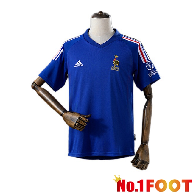 France Retro Home Soccer Jersey Blue 2002