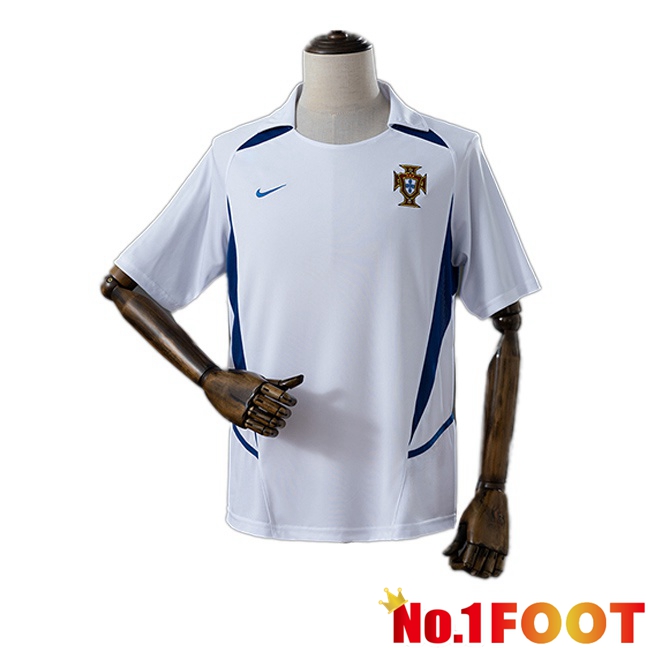 Portugal Retro Away Soccer Jersey White 2002