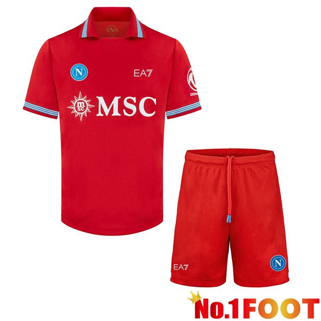 SSC Napoli Kids Third Soccer Jersey Red 2026/2027