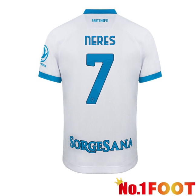 SSC Napoli (David Neres 7) Away Soccer Jersey White 2026/2027