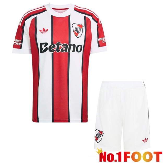River Plate Kids Away Soccer Jersey Red White 2026/2027