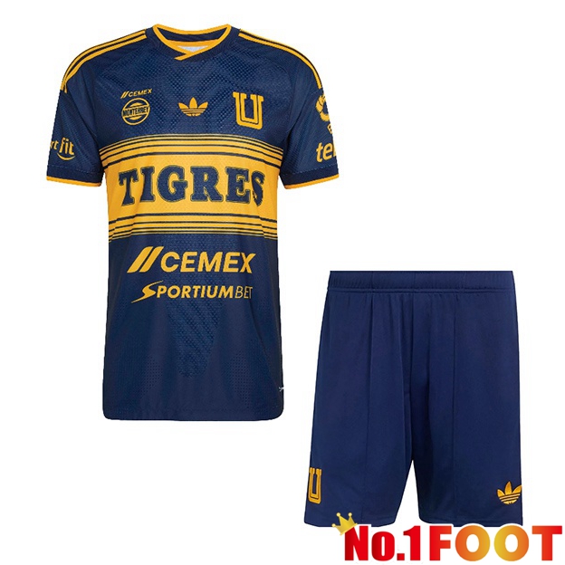 Tigres UANL Kids Away Soccer Jersey Blue Royal Yellow 2026/2027