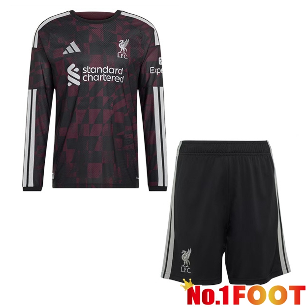 FC Liverpool Kids Third Soccer Jersey Long sleeve Black Red 2026/2027