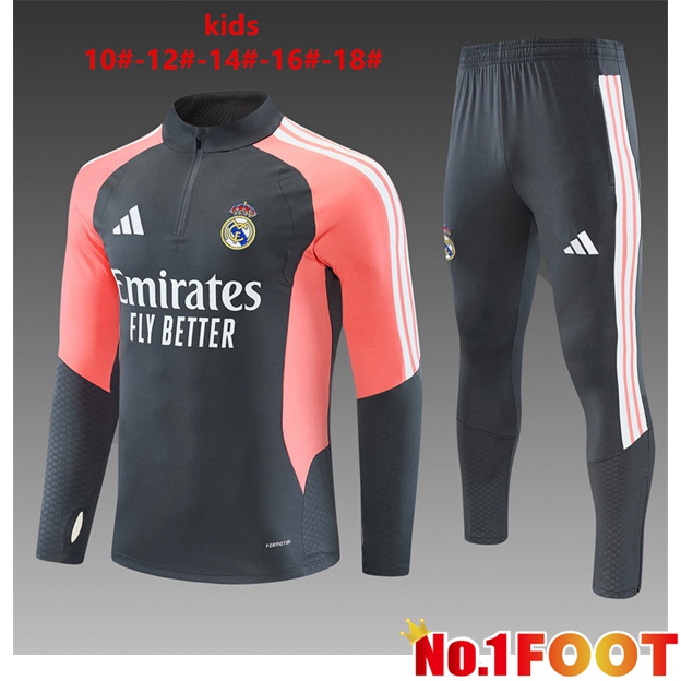 Real Madrid Kids kit Training Tracksuit Grey Orange 2026/2027