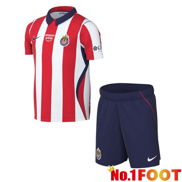 CD Guadalajara Kids Home Soccer Jersey Red White 2026/2027