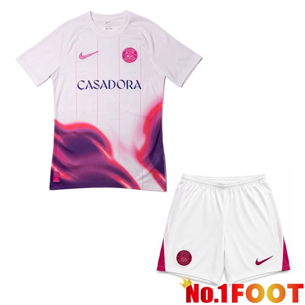 Toulouse Kids Away Soccer Jersey White Pink 2026/2027