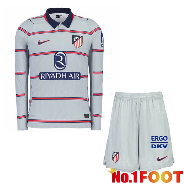 Atletico Madrid Kids Third Soccer Jersey Long sleeve Grey 2026/2027