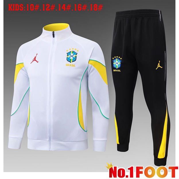 Brazil Kids kit Training Tracksuit - Training Jacket White 2026/2027