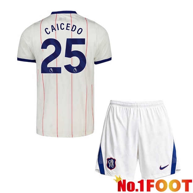 FC Chelsea (CAICEDO 25) Kids Third Soccer Jersey White 2026/2027