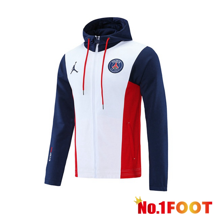 Paris PSG Training Jacket Hoodie White Red Blue 2021/2022