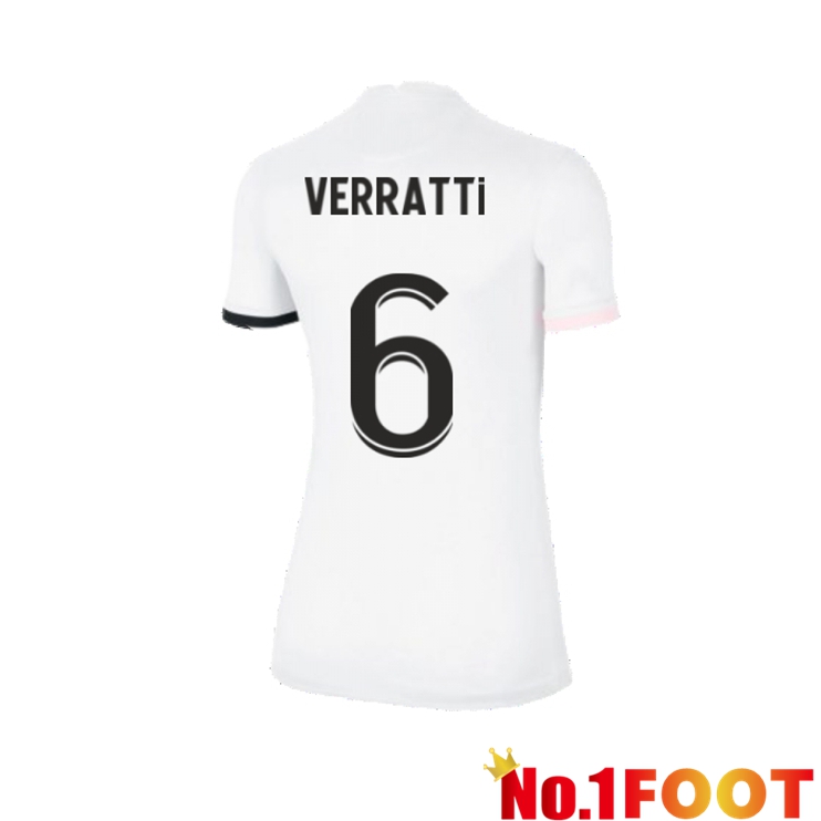 Paris Saint Germain（Verratti 6）Womens Away Jersey White 2021/2022