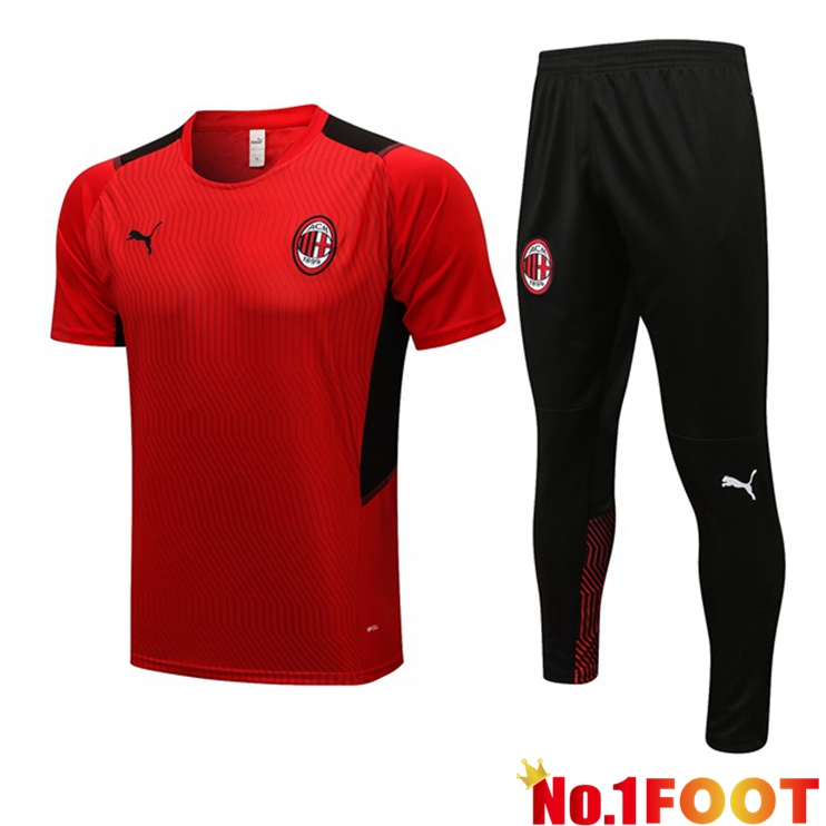 AC Milan Training T Shirt + Pants Red 2021/2022