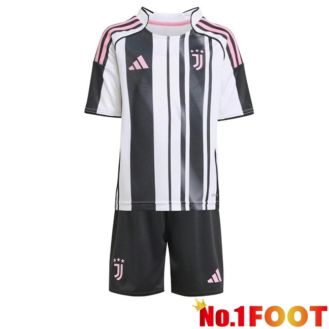 Juventus Kids Home Soccer Jersey Black White 2025/2026