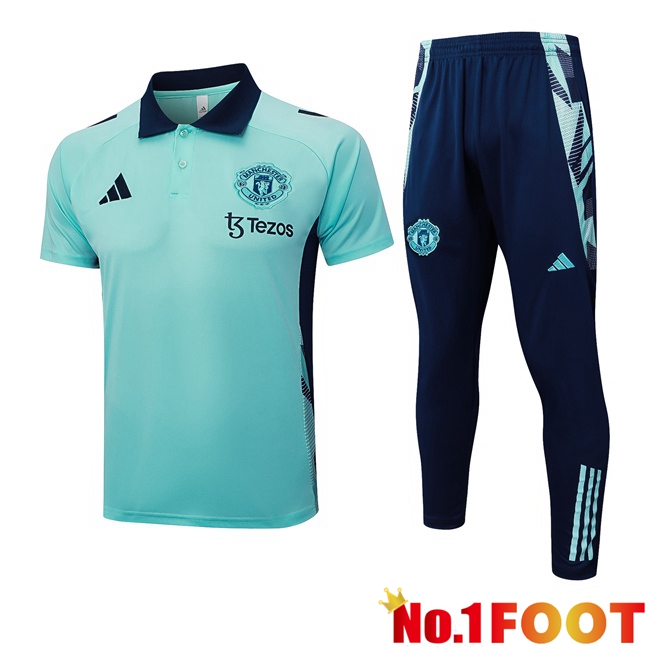 Manchester United Soccer Polo + Training Pants Green 2025/2026