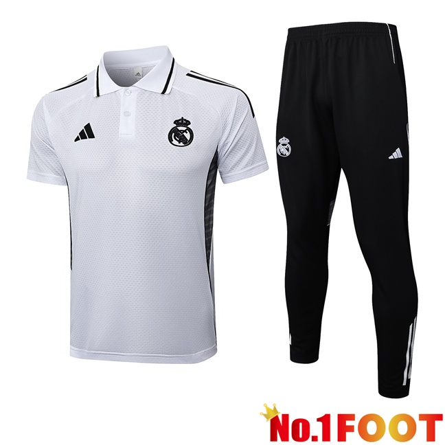 Real Madrid Soccer Polo + Training Pants White 2025/2026