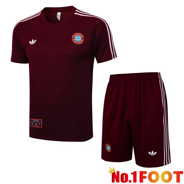 Bayern Munich kit Training T Shirt + Shorts Red 2025/2026