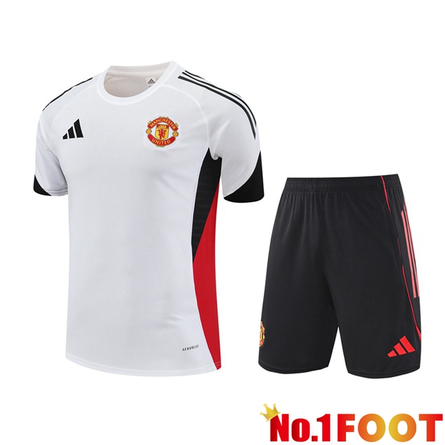 Manchester United kit Training T Shirt + Shorts White 2025/2026